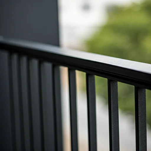 Black metal balcony railing detail