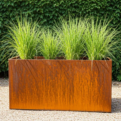 Modern corten steel garden planter