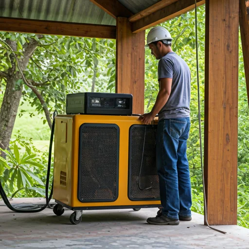 Technician installing equipment on site